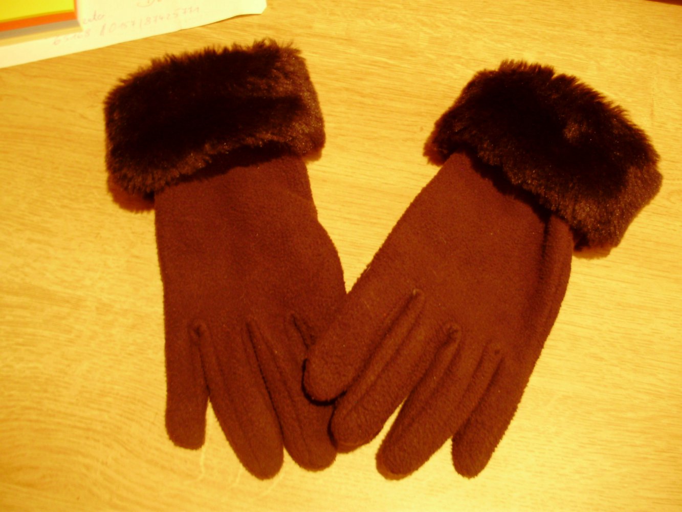 Handschuhe braun Fellimitat-Rand