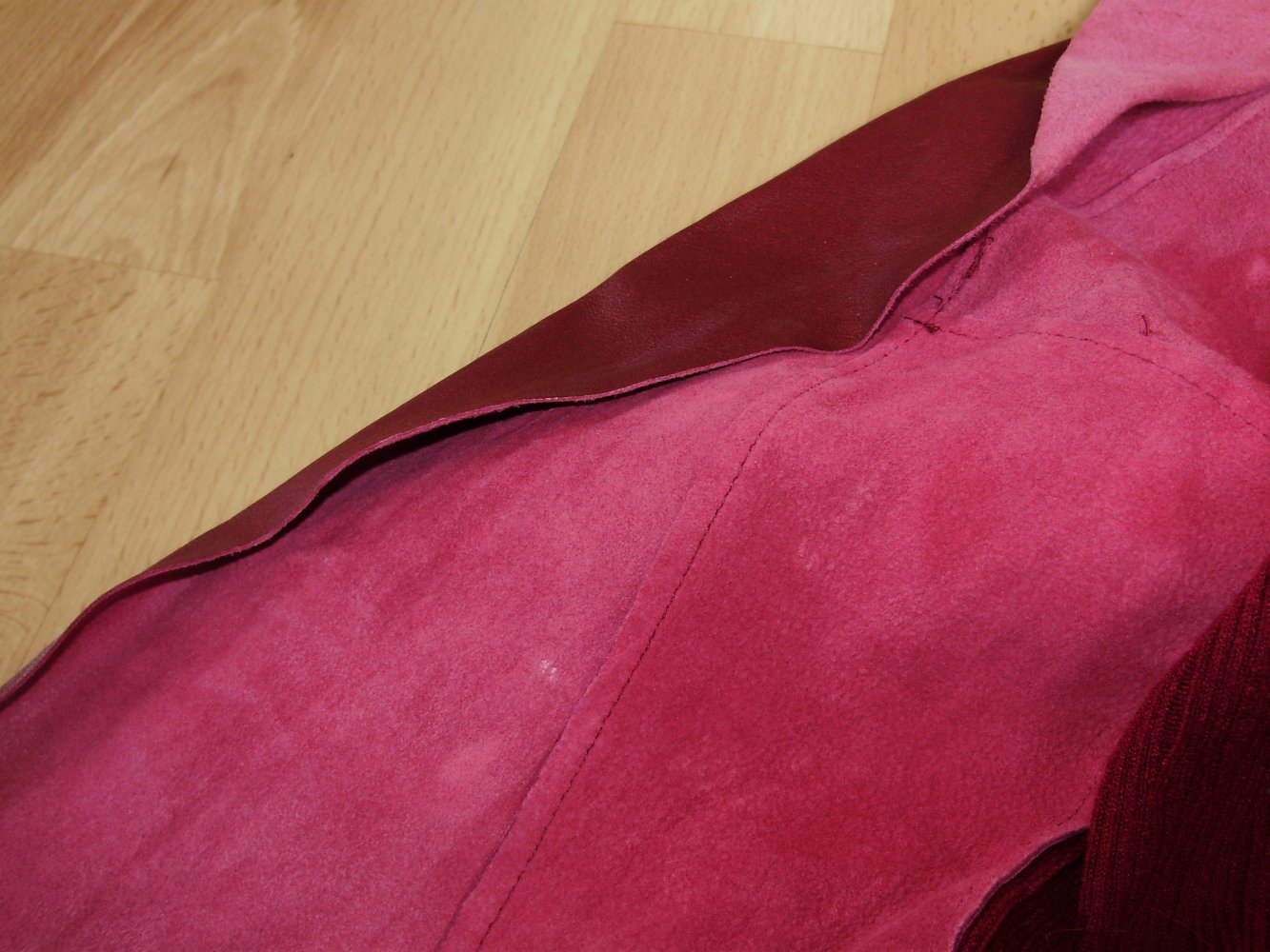 Max&Co kurzer Cardigan Leder echt mit Strick rot Gr M wie neu