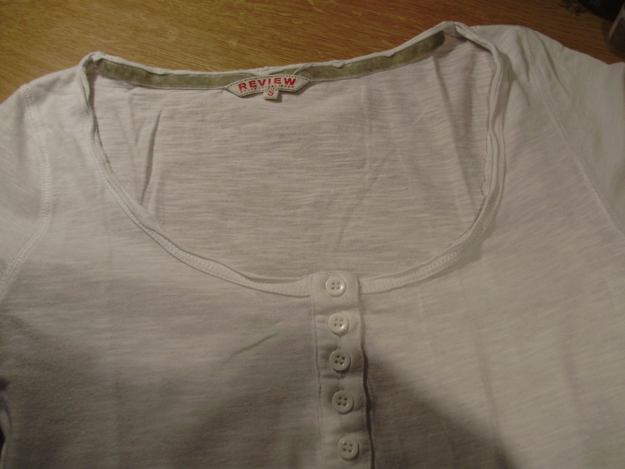 Review Longsleeve Knöpfe Vintage weiß S