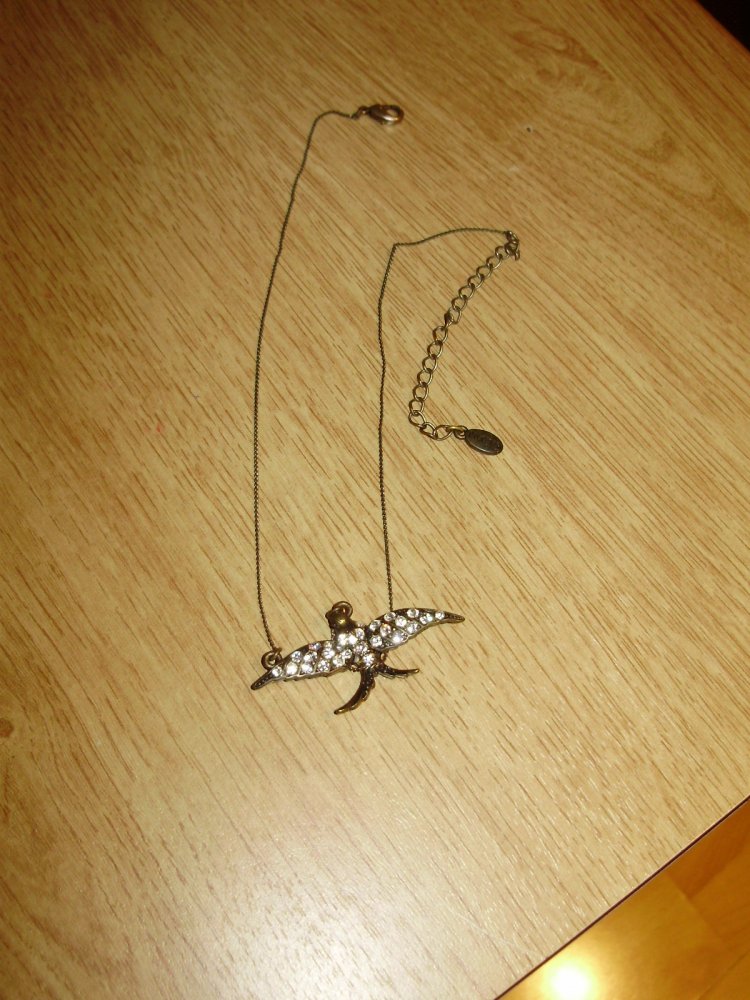 Pilgrim Kette bronze Schwalbe Glitzersteine