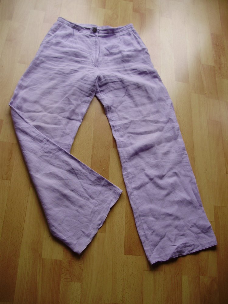 Hose Leinen fliederfarben weites Bein S