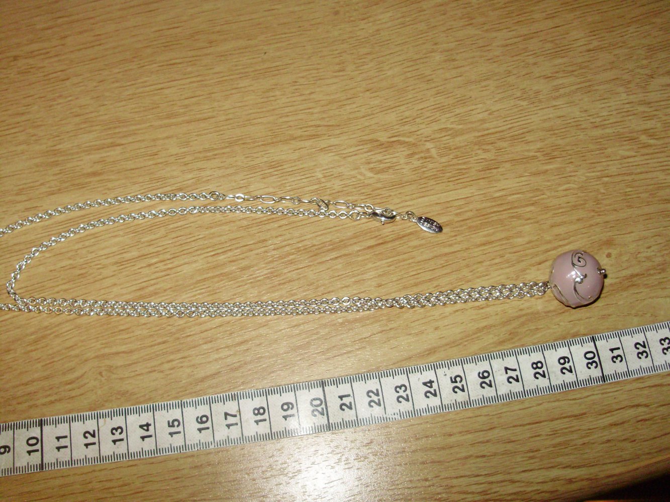 Pilgrim Kette lange stabile Kette silbern rosefarbene Kugel wie neu