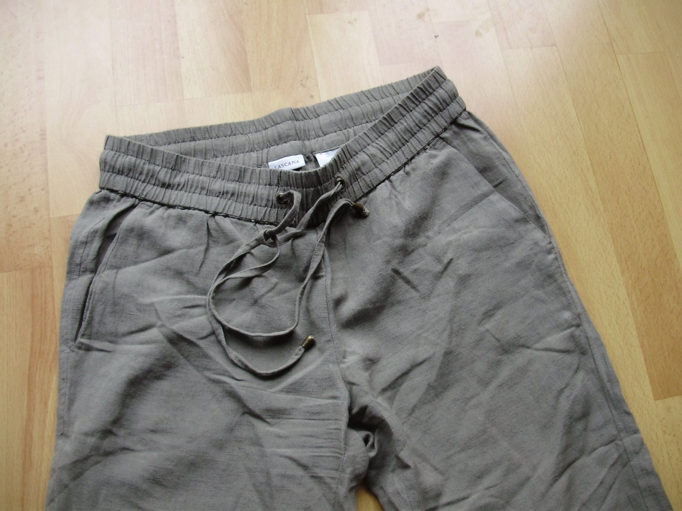Lascana Hose helles Khaki Olive Leinenanteil Gr 36
