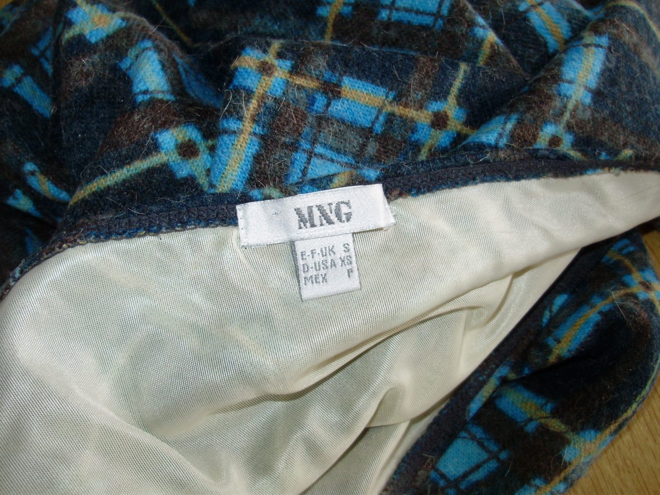 Mango Rock Strick Karo türkis grau gefüttert S