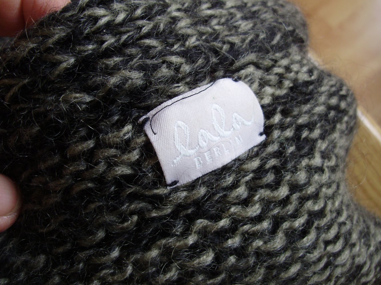 lala Berlin Strickmantel schwarz grau meliert Wolle/ Mohair M L