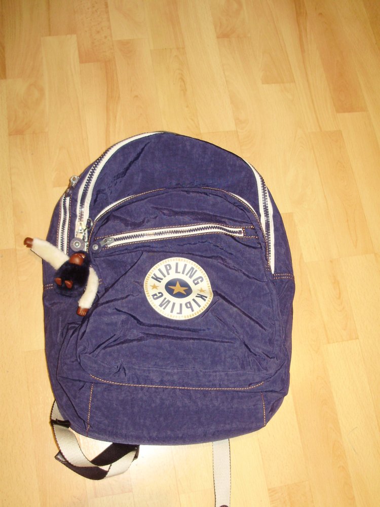 Kipling Rucksack blau Innenfutter rot groß NEU