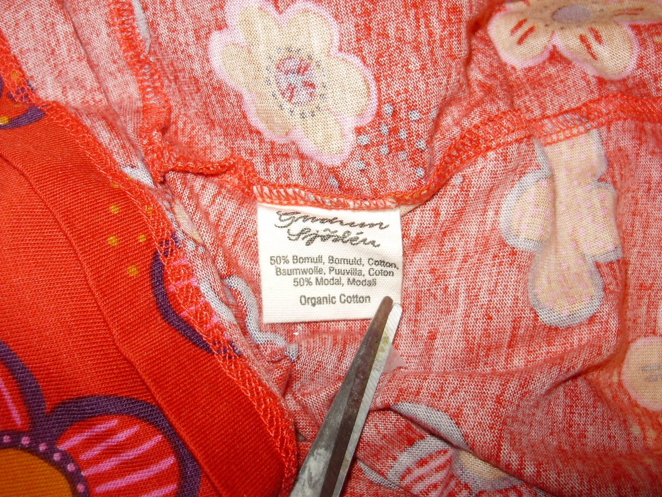 Gudrun Sjöden Kleid rot bunte Blumen Baumwolle organic M