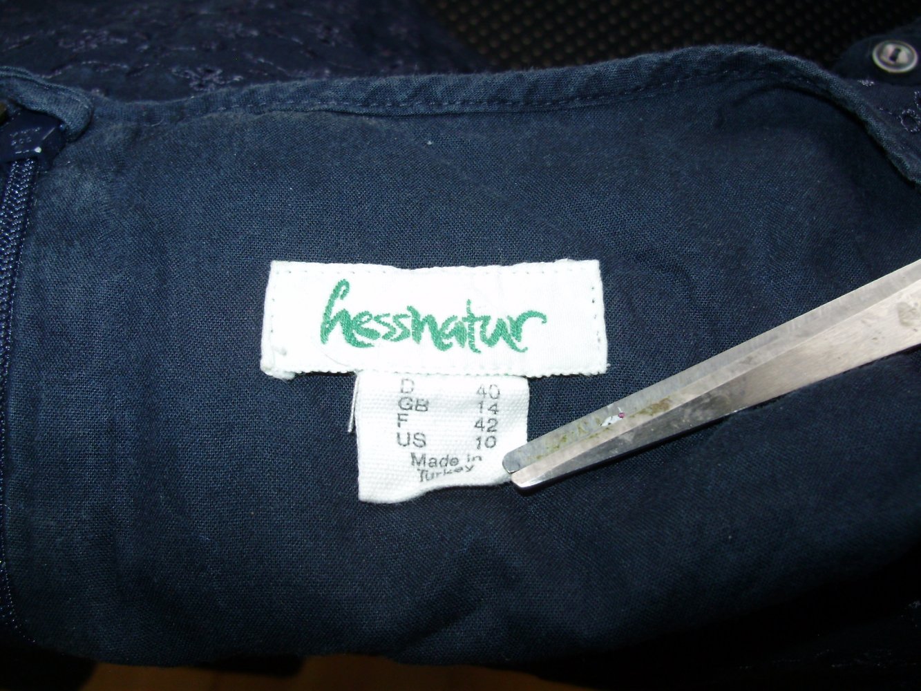 Hess Natur Kleid dblau Lochmuster gefüttert Gr 40