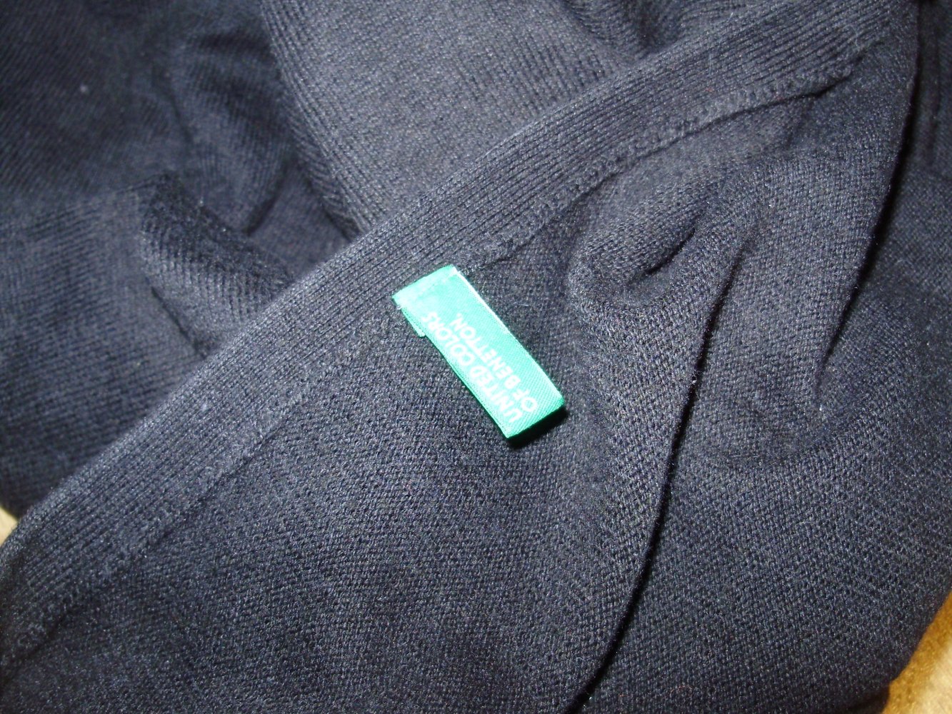 benetton Feinstrick Cardigan schwarz grau M passend