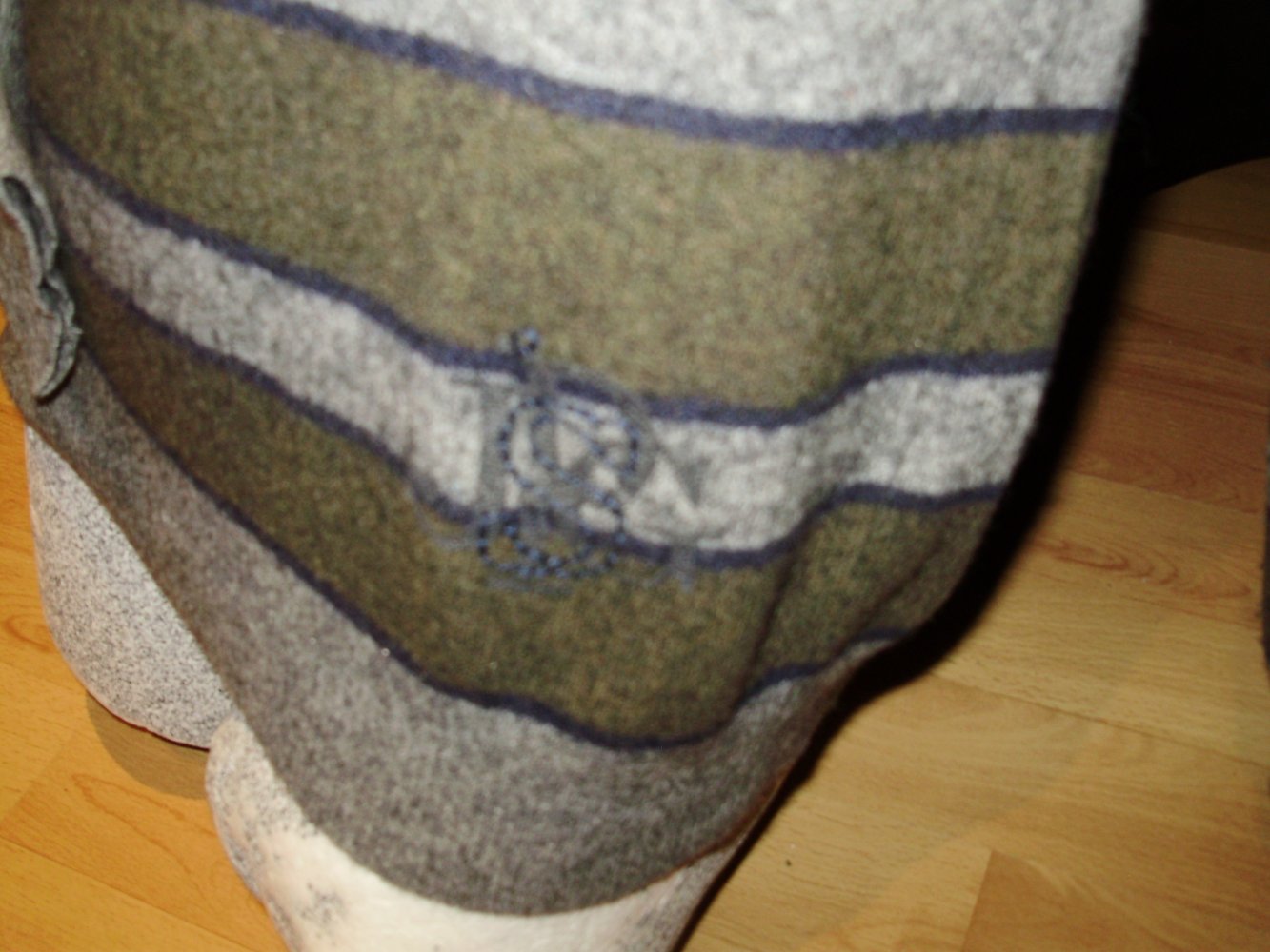 Jean Paul Gaultier Pullover grau grün Streifen Wolle M passend