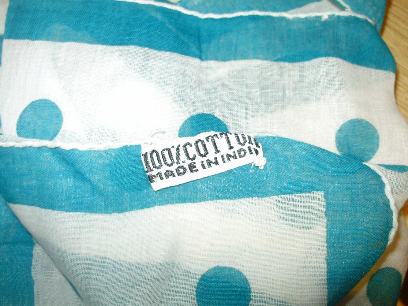Tuch Baumwolle India weiß türkisfarbene Dots 
