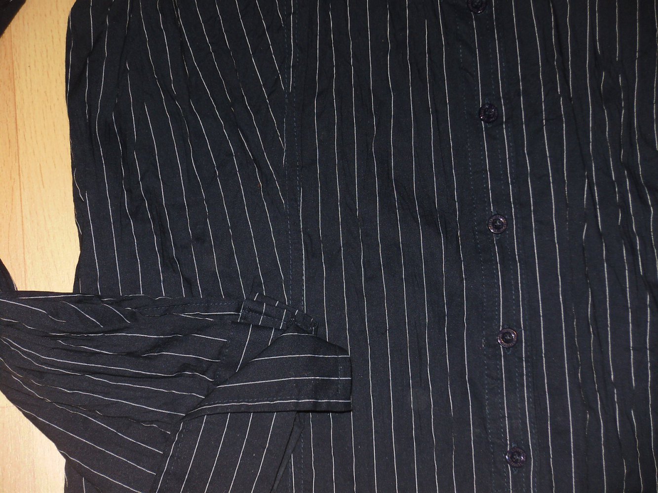 Street one Bluse dunkelblau feine weiße Längsstreifen edel Gr 40