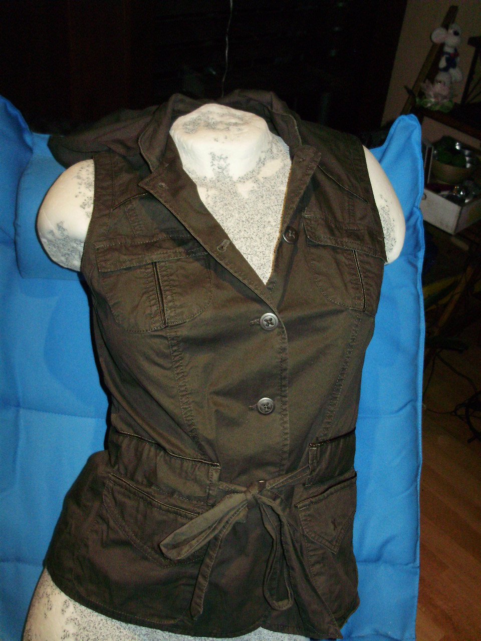 Promod Weste Cargo Kapuze khaki 34 S