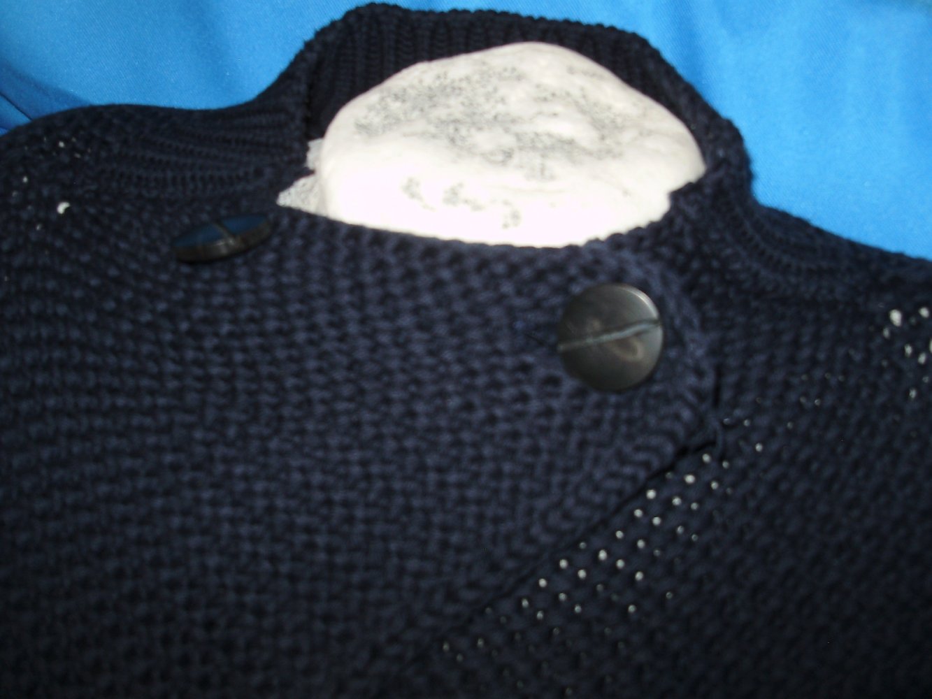 Rabens Saloner Strickmantel Cardigan 100% BW dunkelblau Grobstrick M L
