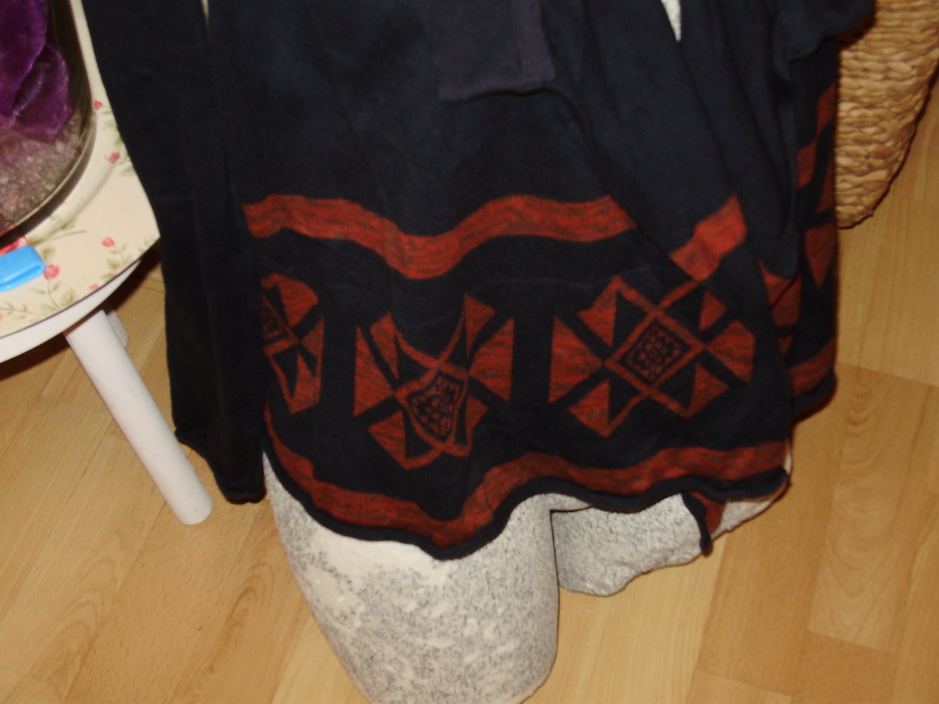 Only Cardigan dunkelblau orange Muster Aztek offen Schalkragen Gr S