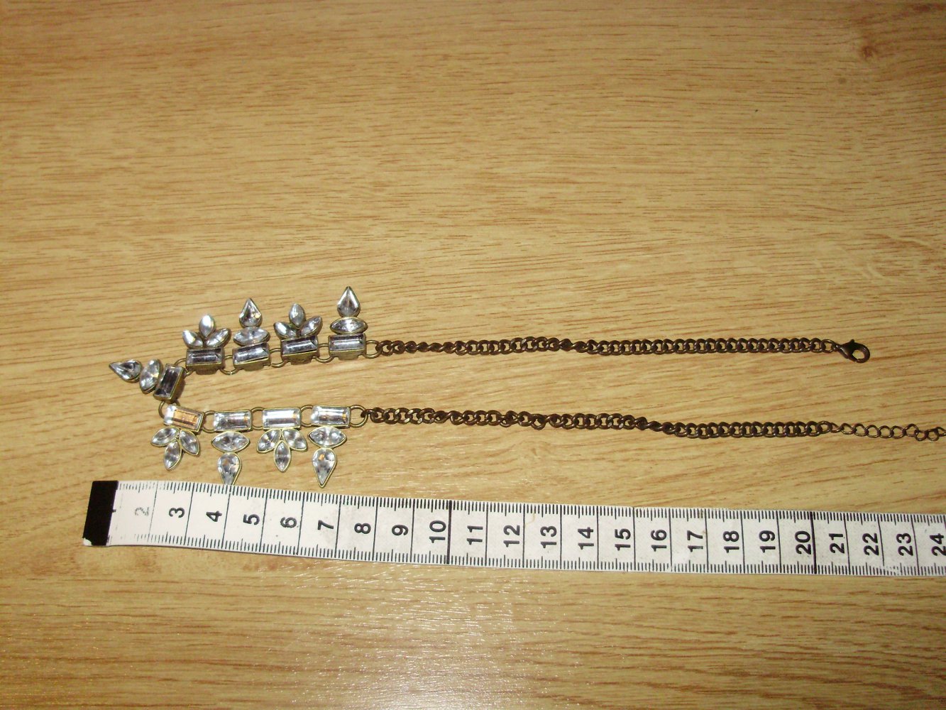 Kette Collier bronze ausgefallen weiße Steine verstellbar Vintage