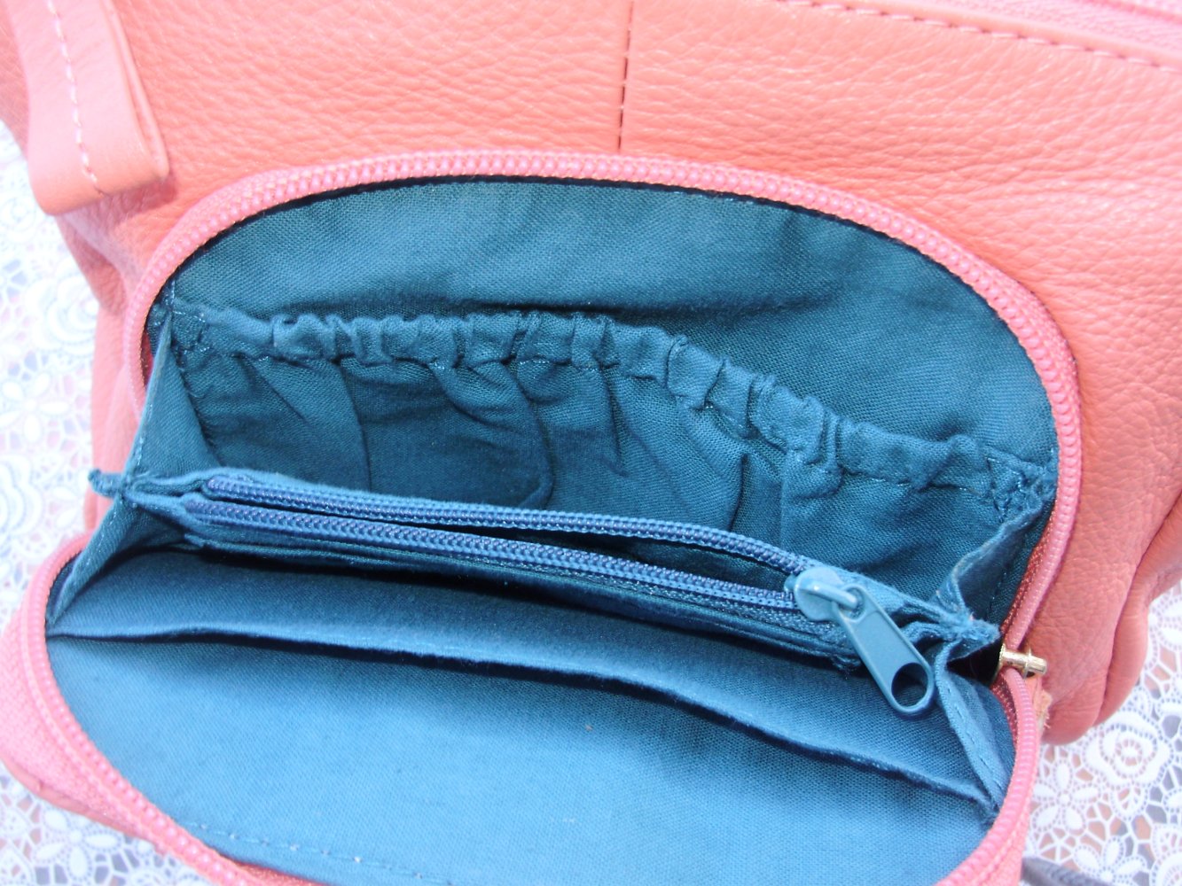 Echt Leder Tasche cross- bag lachsfarben