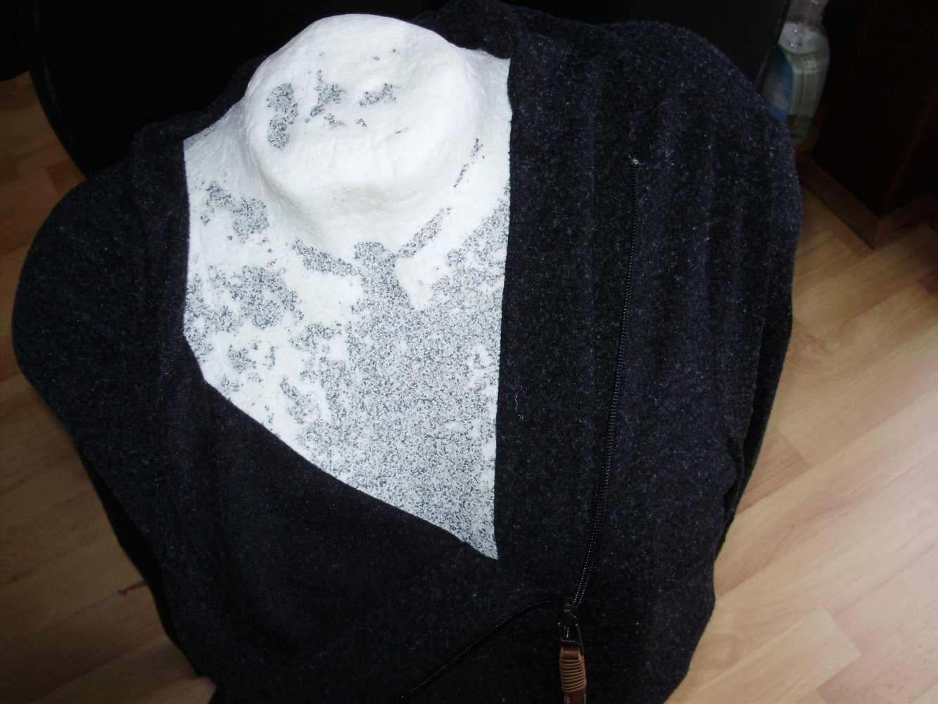 Naketano Jacke grau meliert Wasserfall schräg verlaufender RV M