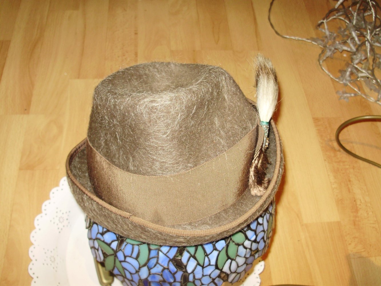 Trachten Vintage Filzhut Wollhut Hut Müller Erlangen braun Gamsbart