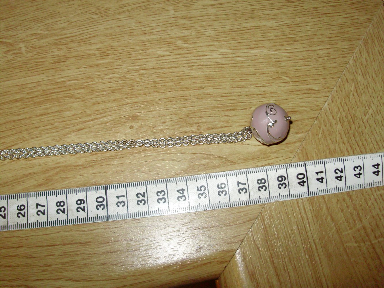 Pilgrim Kette lange stabile Kette silbern rosefarbene Kugel wie neu