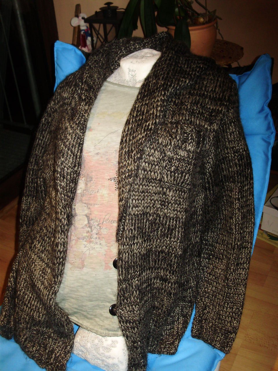 lala Berlin Strickmantel schwarz grau meliert Wolle/ Mohair M L