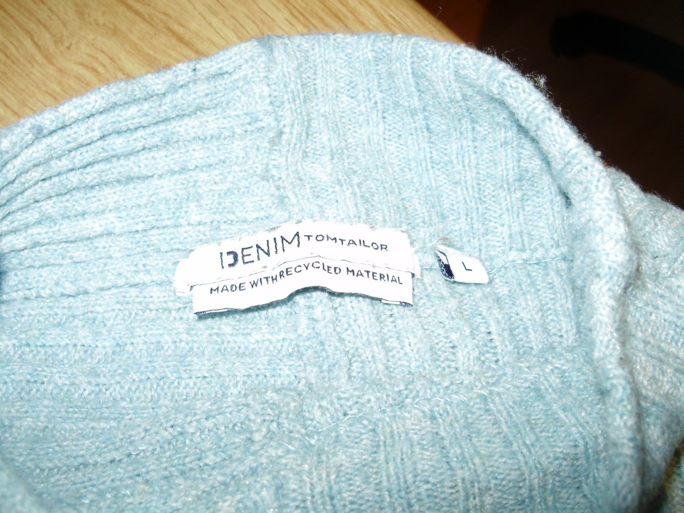 Tom Tailor Pullover hell türkis Baumwolle/ Wolle Gr L