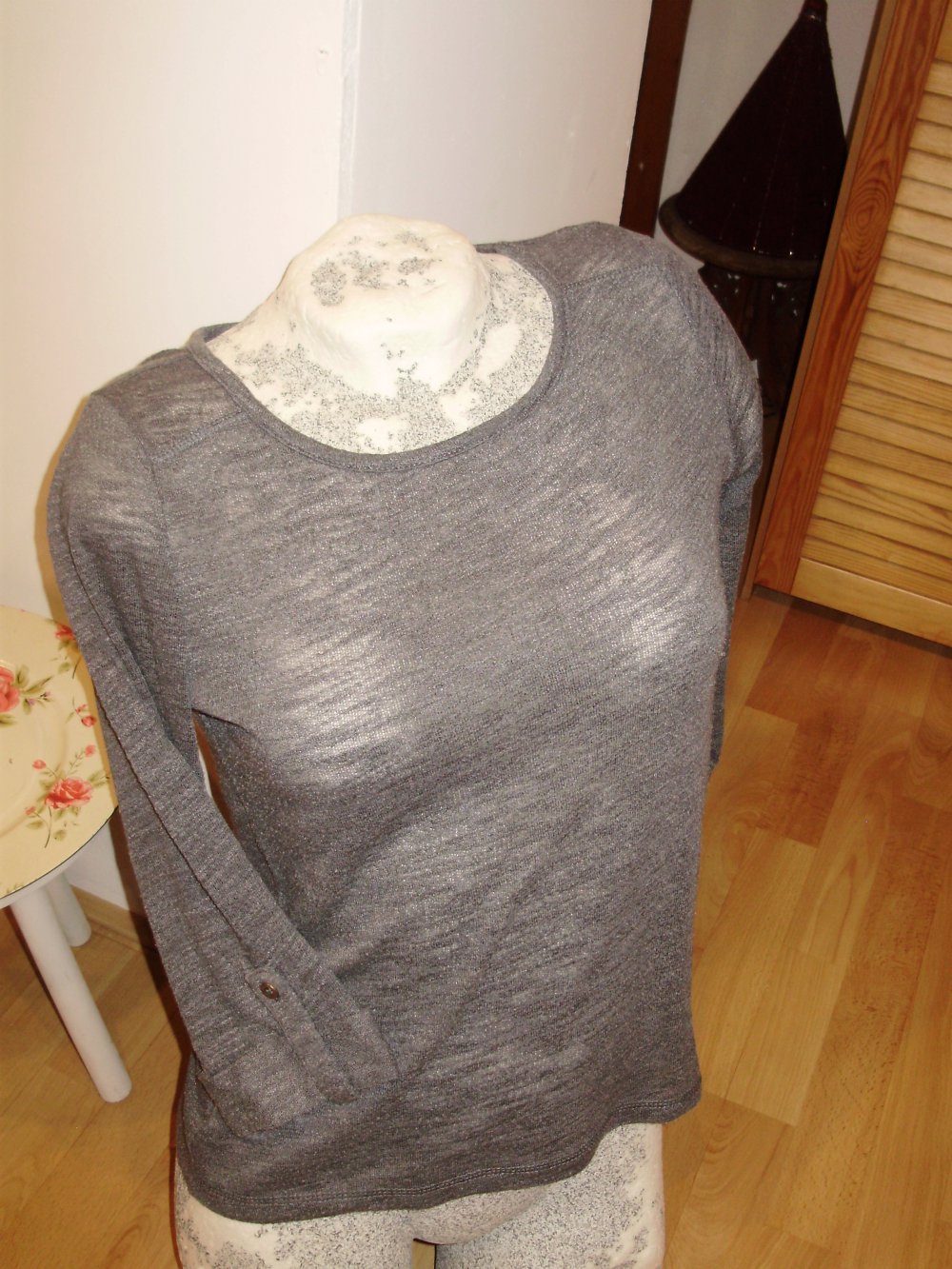 Only Shirt Shirt grau weich 7/8 Arme Gr S