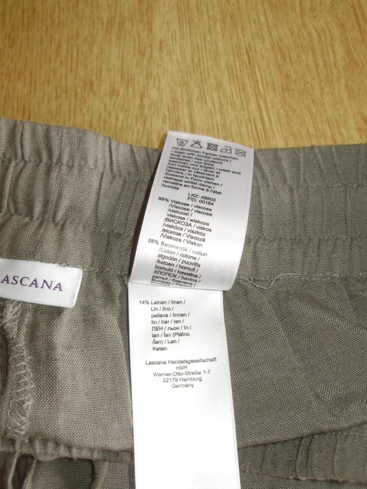 Lascana Hose helles Khaki Olive Leinenanteil Gr 36