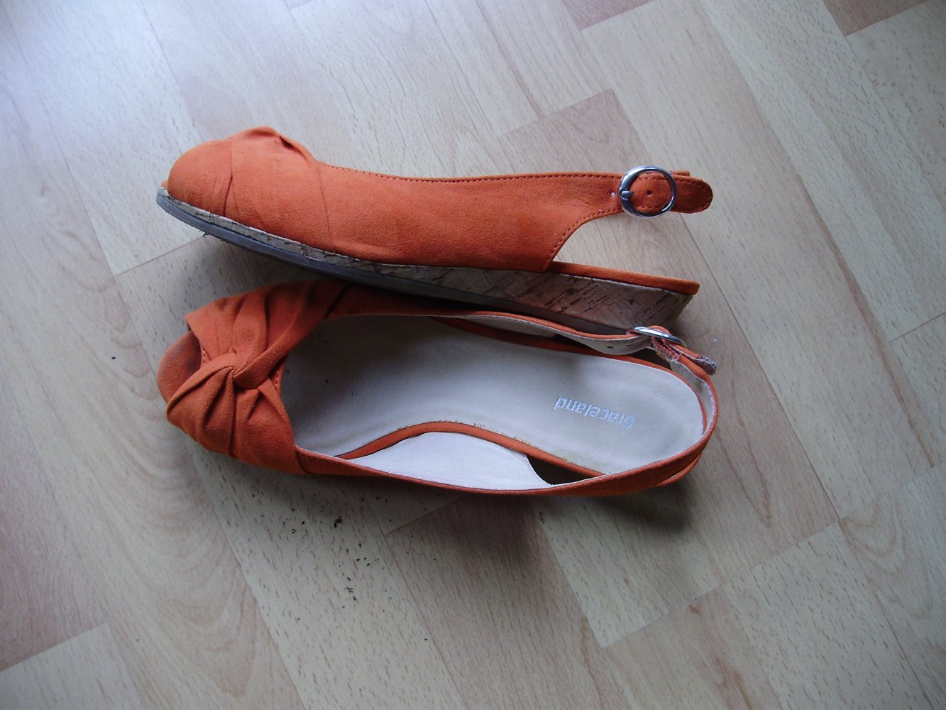 Peeptoe orange 37 kleiner Absatz