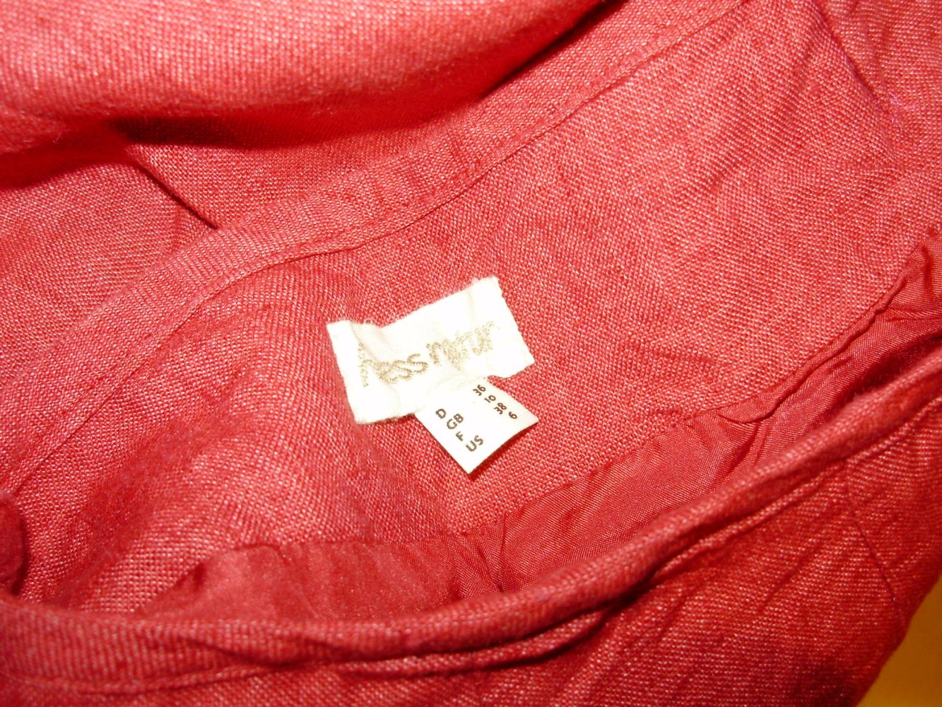 Hess natur 100% Leinen Rock rot gefüttert midi 36