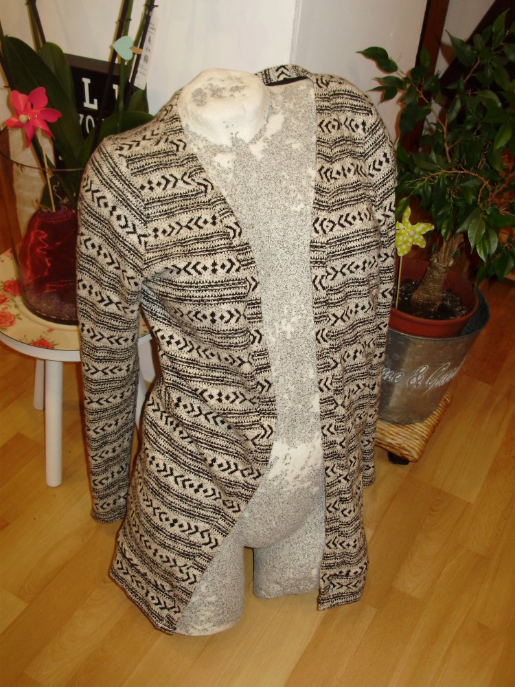 vero moda Cardigan Muster schwarz beige Gr M