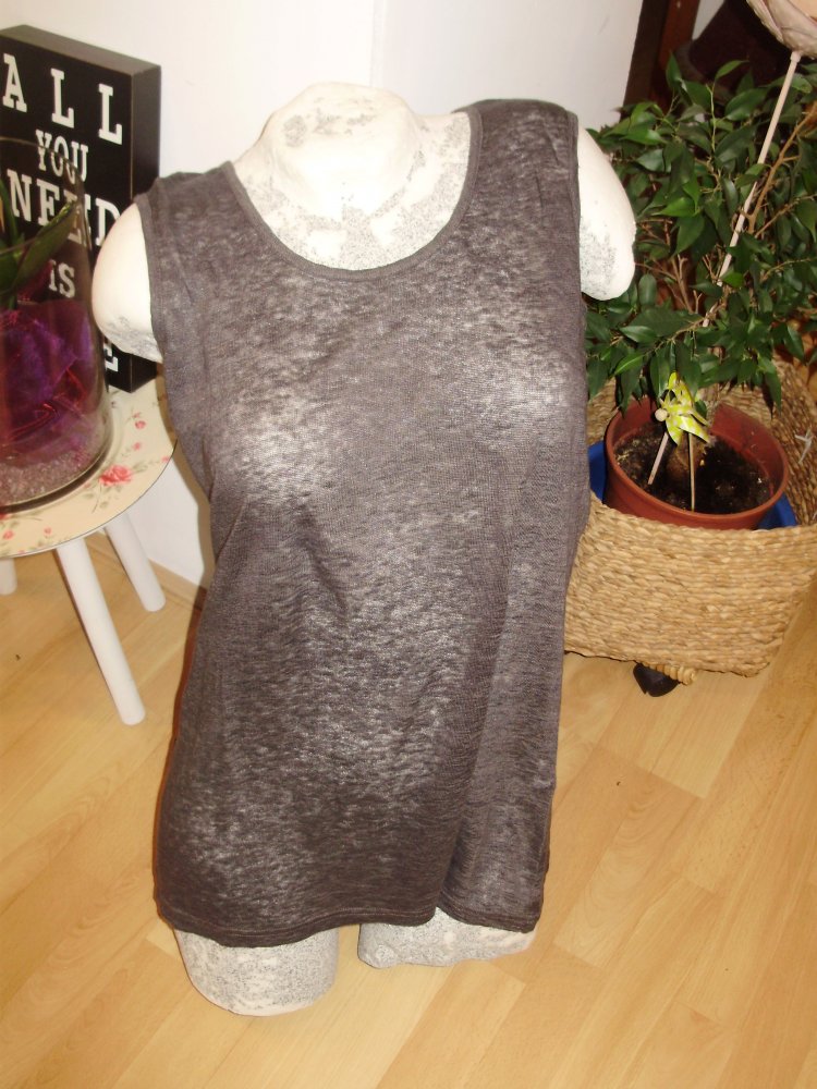 Waschbär Top 100% Leinen grau Gr M