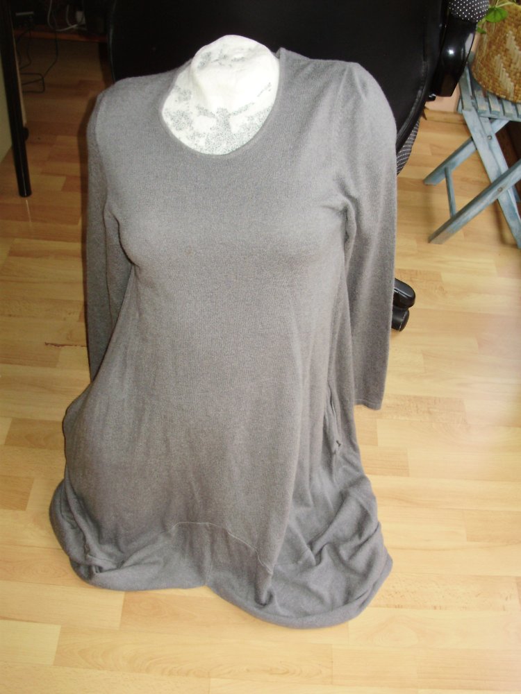 Nana Kleid grau Strick ausgefallen Wolle Kaschmir M passend