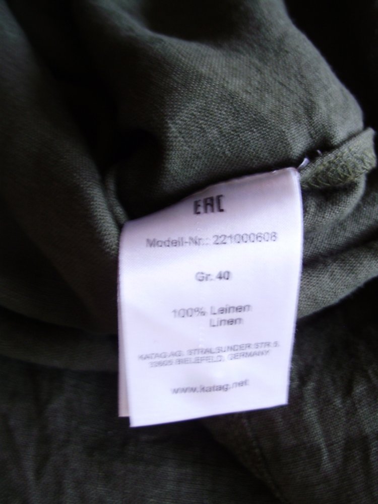 The fashion people Maxi Hemdblusen Kleid khaki 100% Leinen Gr 40