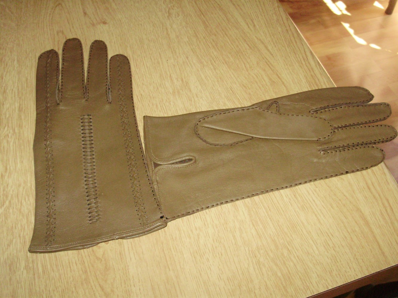 Vintage echt Leder Handschuhe Glattleder braun NEU