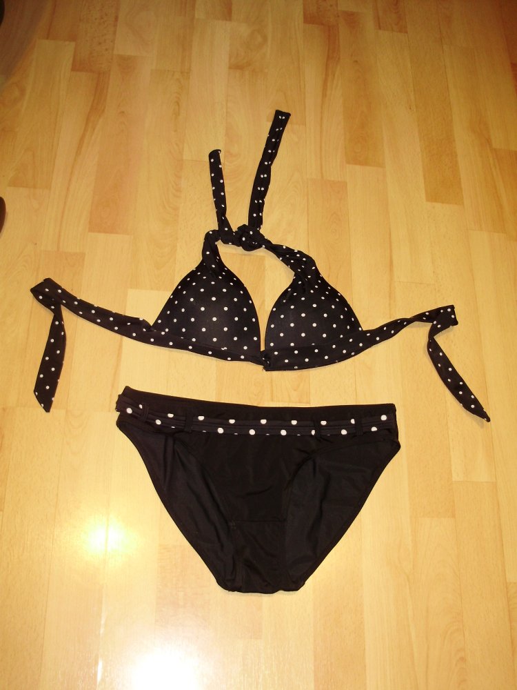 Bikini schwarz mit weißen Pünktchen 36 / 38 Pushup NEU