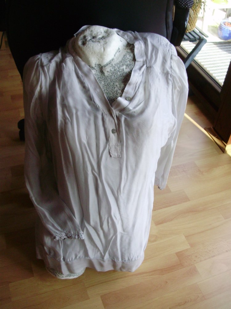 Bluse leicht gefüttert Seide beige grau S / M passend NEU