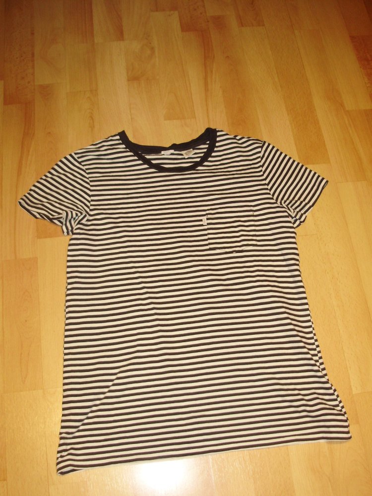 Levis Shirt schwarz weiß Streifen Tasche V-Ausschnitt S