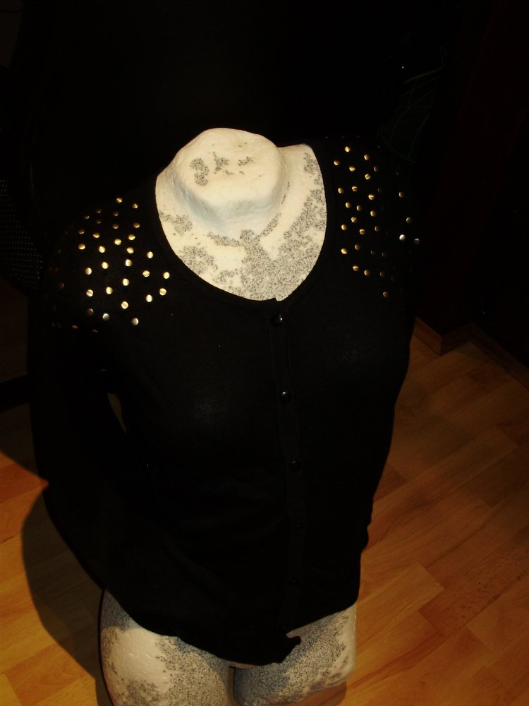 Even & Odd Feinstrick Cardigan schwarz Nieten S