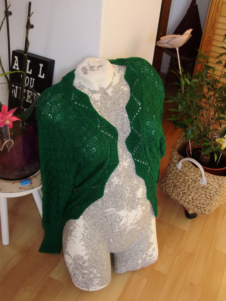 DEPT Cardigan saftiges Grün Grobstrick Muster XS / S