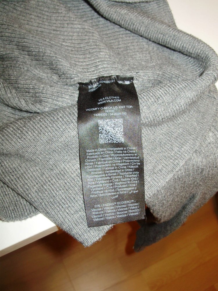 Vila Pullover grau Rippen Gr S