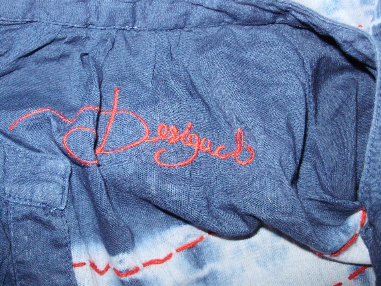 Desigual Kleid blau bunt Batik bestickt Gr 38