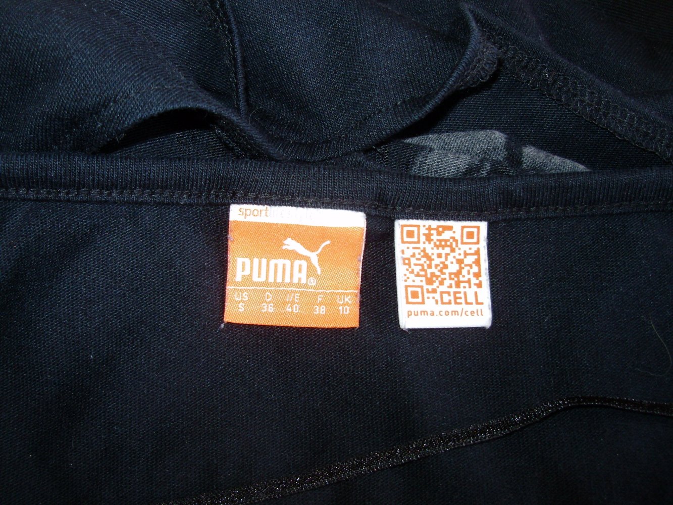 Puma Langarm Shirt schwarz grau interessanter Rücken 36