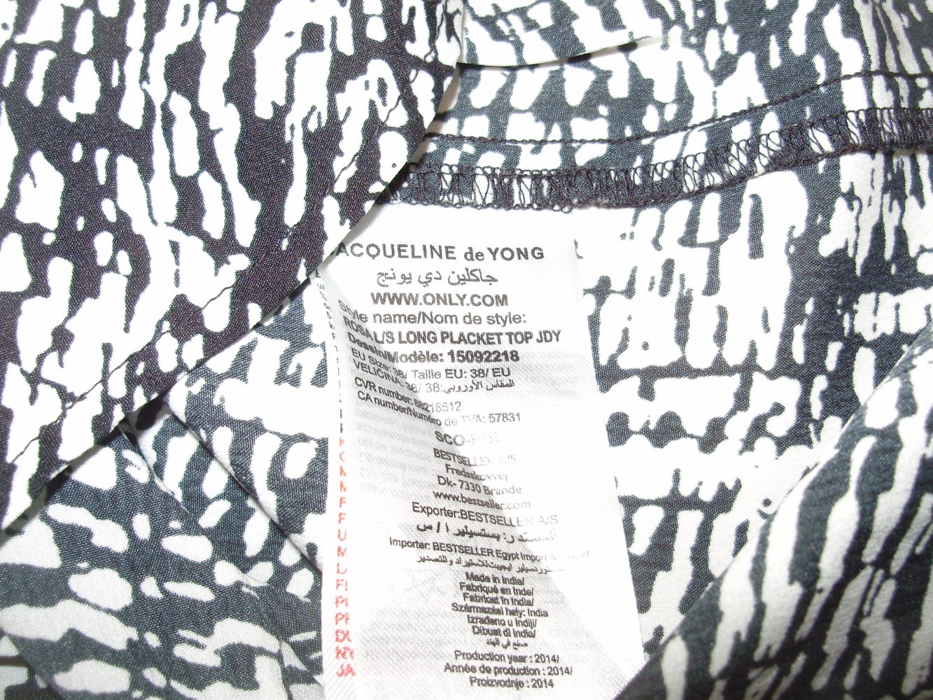 Jacqueline de Jong Bluse schwarz weiß Muster Gr 38 wie neu