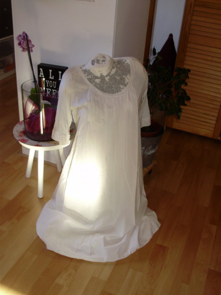 Lamberto Losani ausgefallenes Kleid weiß romantisch Baumwolle Gr M