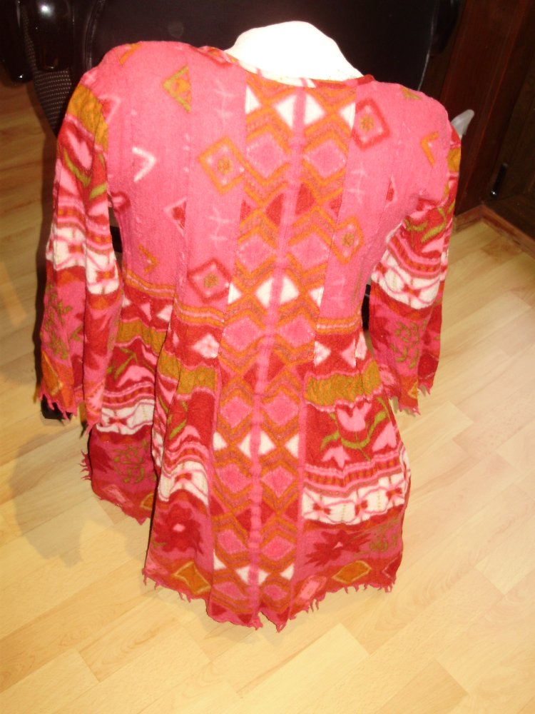 Gudrun Sjöden Jacke rot bunt 100% Wolle L wie Filz