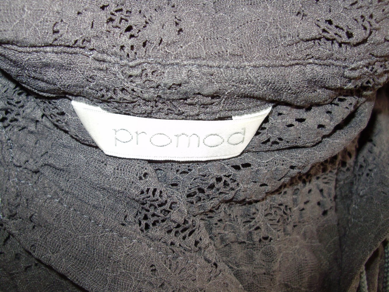 Promod Bluse grau Spitze Stretch 7/8 Arme S/ M passend
