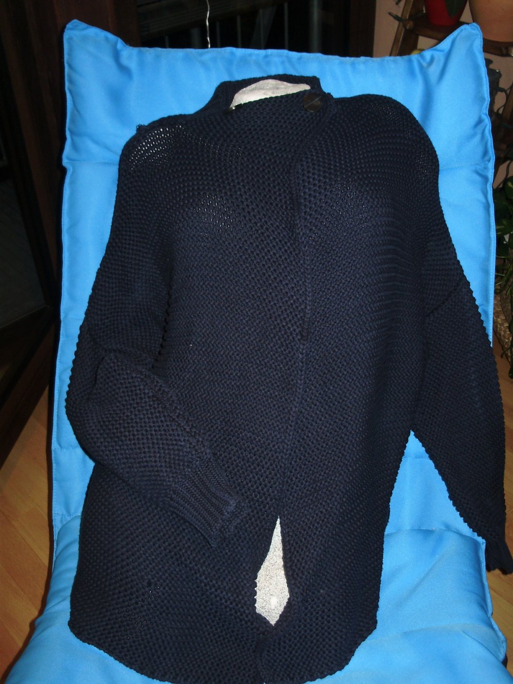 Rabens Saloner Strickmantel Cardigan 100% BW dunkelblau Grobstrick M L