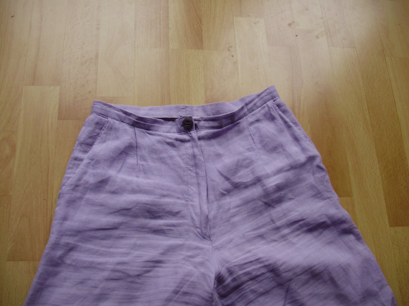 Hose Leinen fliederfarben weites Bein S