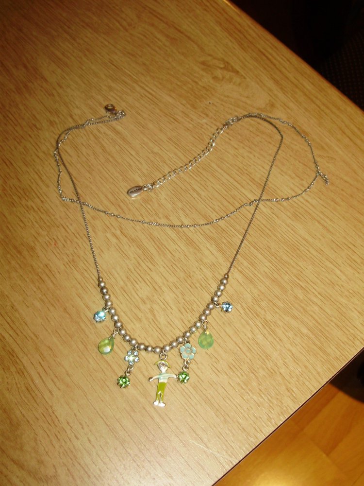 Pilgrim Kette silbern zweireihig grüne Steine Männchen wie neu